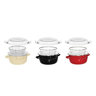 Telo Cream Enamel On Steel Deep Fryer