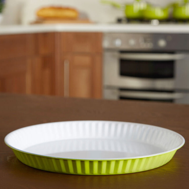 Ecocook Lime Green And White Flan Dish