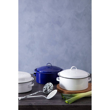 Carvara Round Self Basting Blue Enamel Roaster