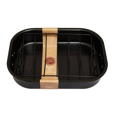 Large Black Roasting Tin with Rack | From Scratch