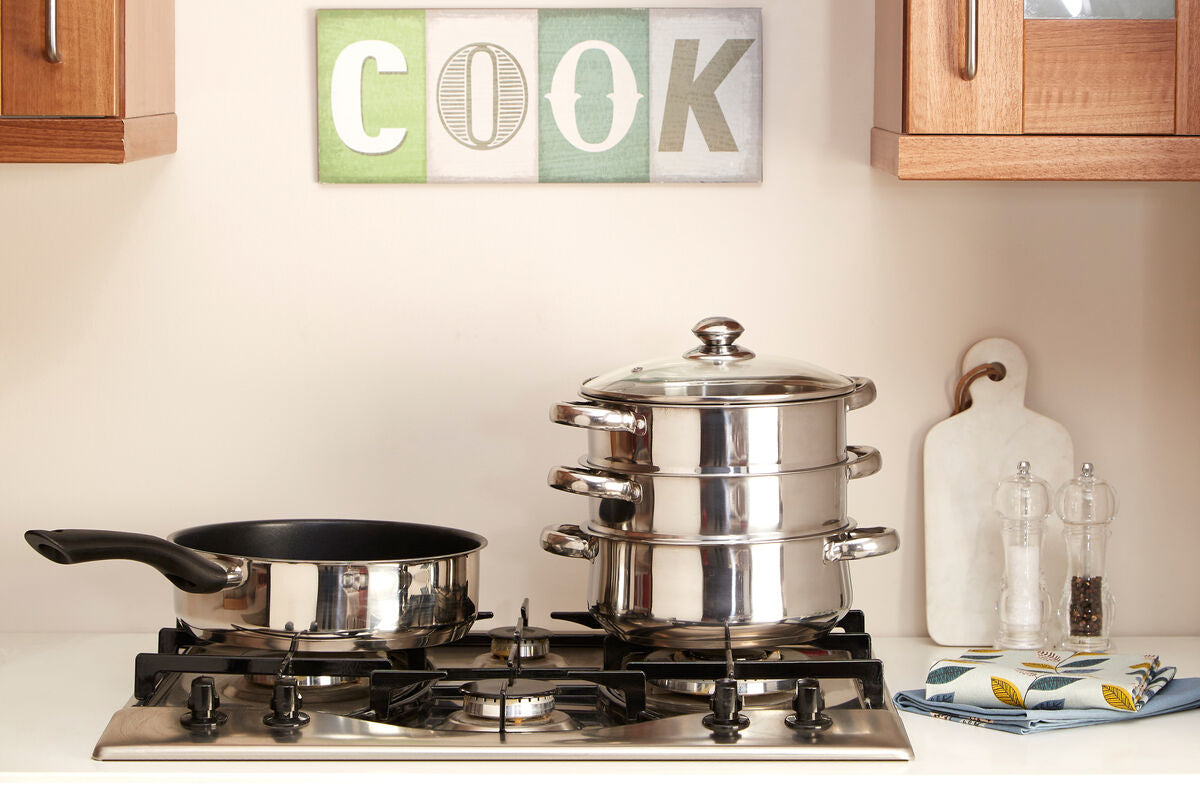 Crosse 3 Tier Stainless Steel Steamer with Glass Lid