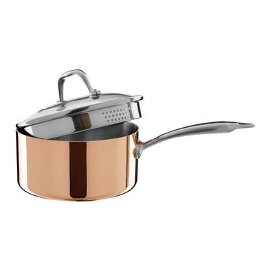 Minerva Copper Finish 18cm Saucepan with Lid