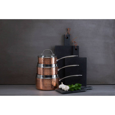 Minerva Small 16 Cm Hammered Saucepan With Lid