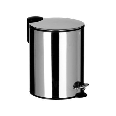 Silver step trash can on a white background