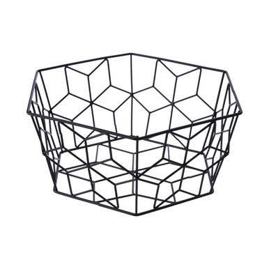 Geometric wire basket on a white background
