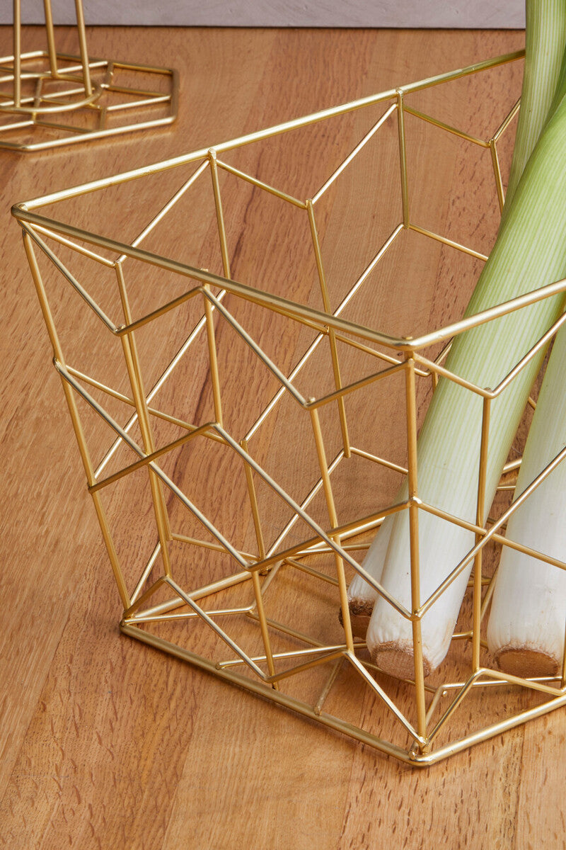 Vertex Contour Matte Gold Storage Basket