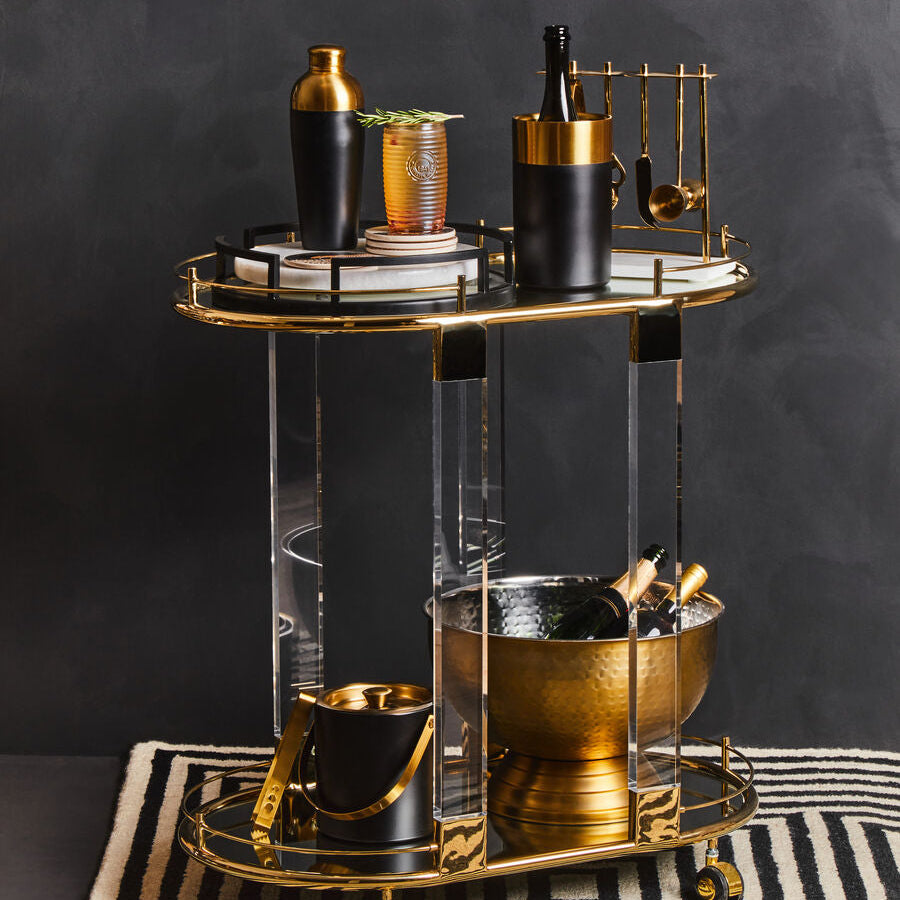 Mixology Gold Finish and Black Wine Cooler