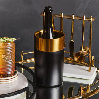 Mixology Gold Finish and Black Wine Cooler