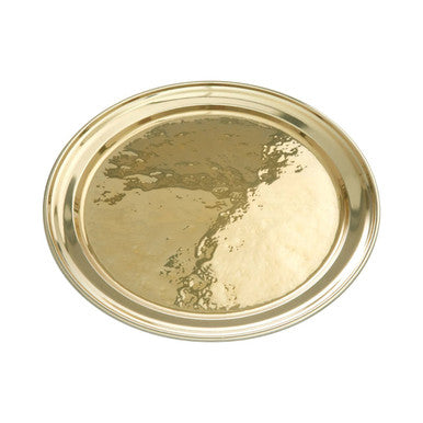 Gold round tray on a white background