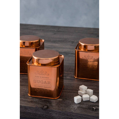 Chai Set of 3 Copper Finish Tea Coffee and Sugar Storage Canisters