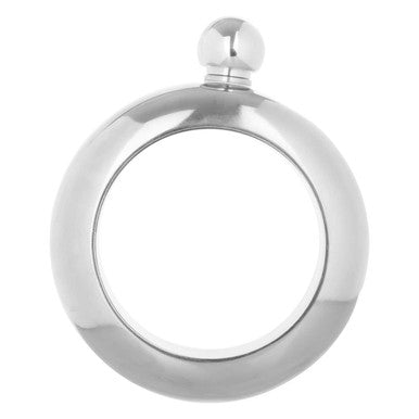 Silver round flask on a white background