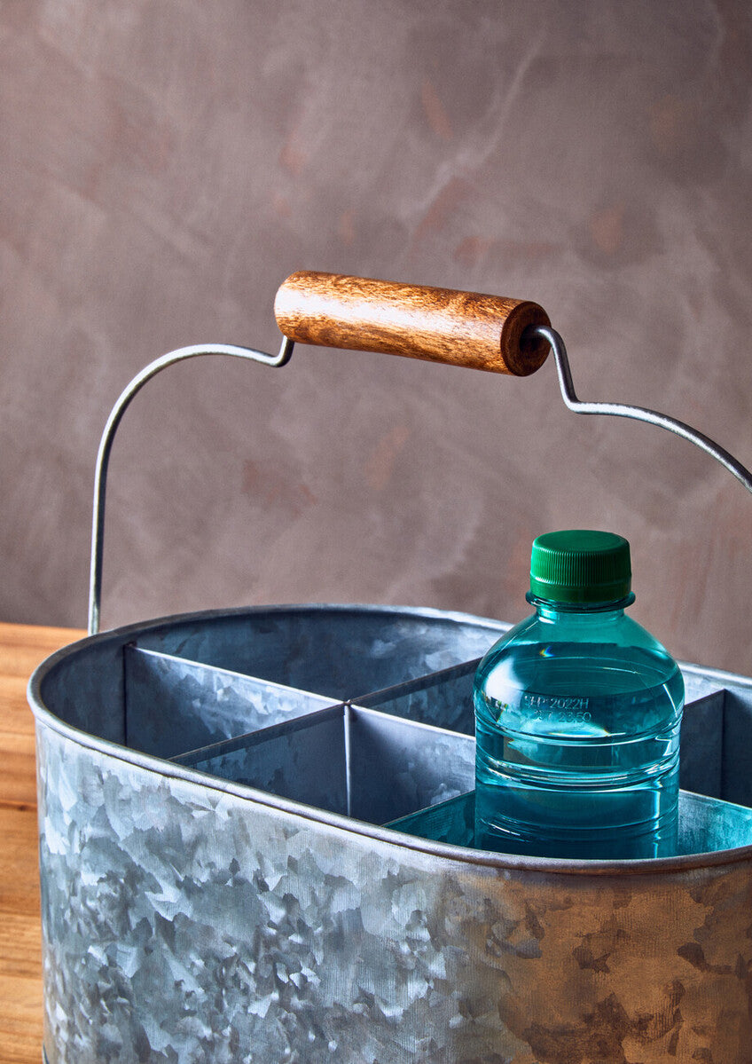 Drummond Six Compartment Oblong Galvanised Steel Caddy