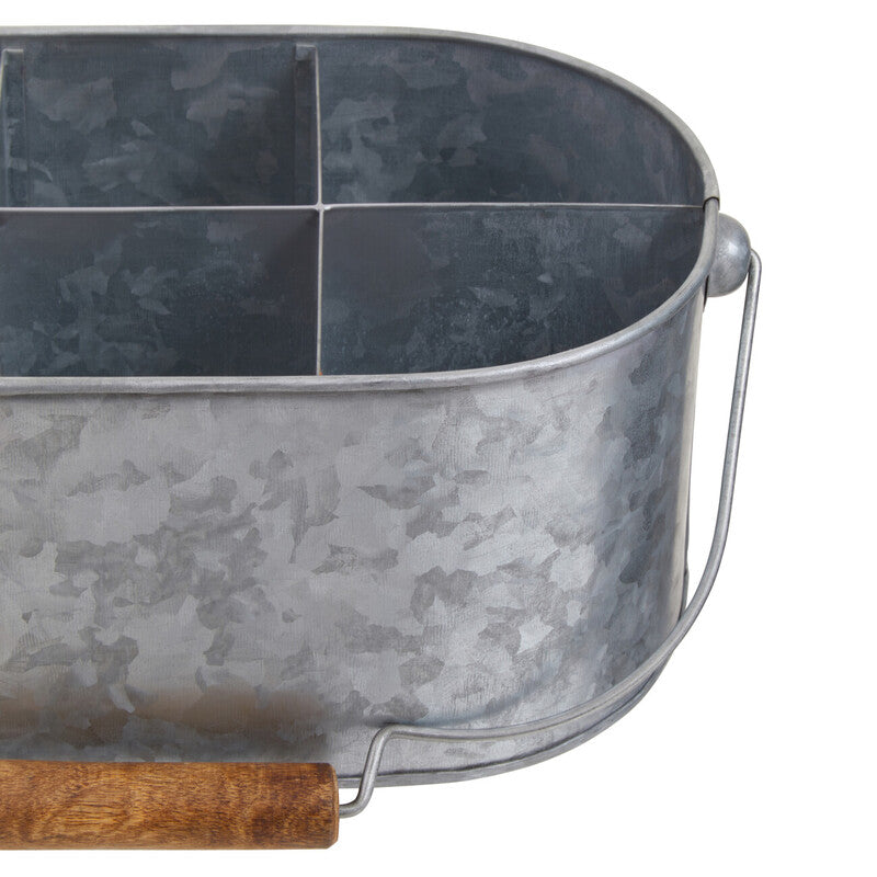 Drummond 6 Compartment Oval Galvanised Steel Caddy