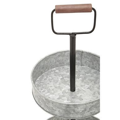 Drummond Two Tier Galvanised Steel Cake Stand With Handle