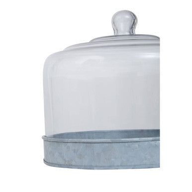 Drummond Galvanised Steel Cake Plate With Glass Dome