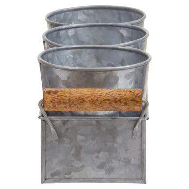 Drummond Set Of Three Galvanised Steel Flower/Herb Pots With Tray