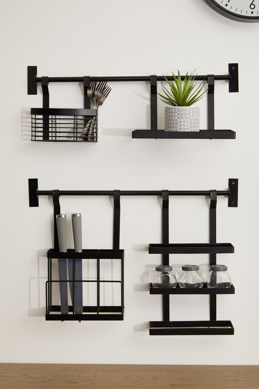 Sorello Matt Black Hanging Shelf Storage Rack