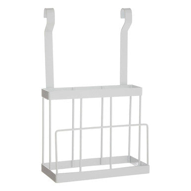 White metal over-the-door shoe rack on a white background