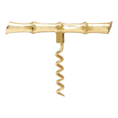 Gold corkscrew on a white background