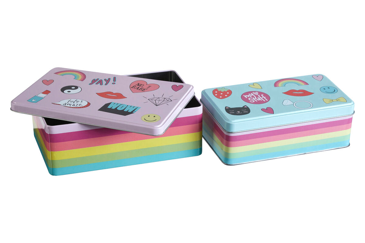 Paice Set Of 2 Fun Times Storage Tins