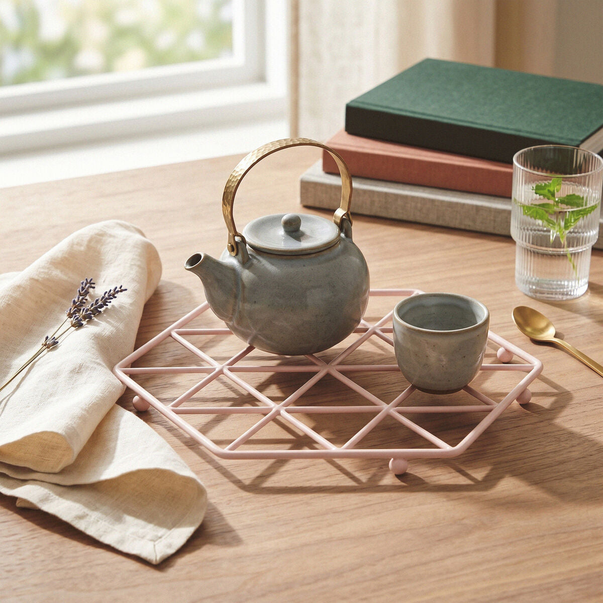 Pink Finish Hexagonal Trivet | Vertex