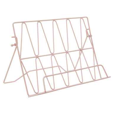 Pink wire bookshelf on a white background