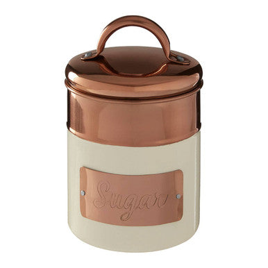 Copper and beige canister with &