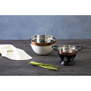 Prescott Small Charcoal And Copper Colander