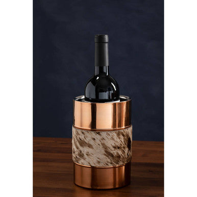 Albany Copper Finish and Hair on Leather Wine Cooler