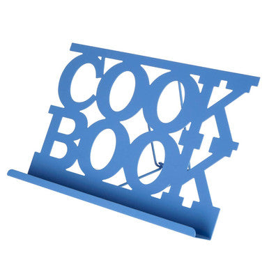 Blue metal cookbook holder with &