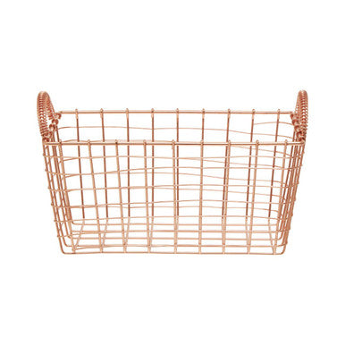 Copper wire basket on a white background