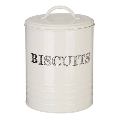 White biscuit jar with &
