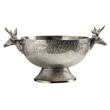 Stag Nickel Finish Punch Bowl