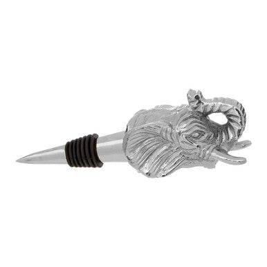 Silver ram head bottle stopper on a white background