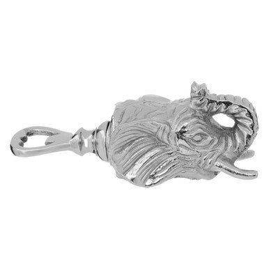 Silver ram head pendant on a white background