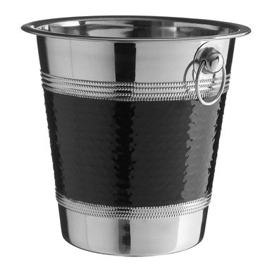 Mixology Hammered Stainless Steel With Black Band Champagne Or Wine Bucket