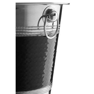 Mixology Hammered Stainless Steel With Black Band Champagne Or Wine Bucket