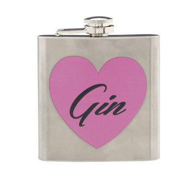 Stainless steel flask with a pink heart and &