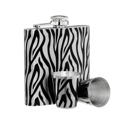 Auden Zebra Hip Flask And Shot Glasses Set