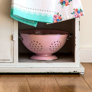 Hollis Pastel Pink Enamel Retro Colander