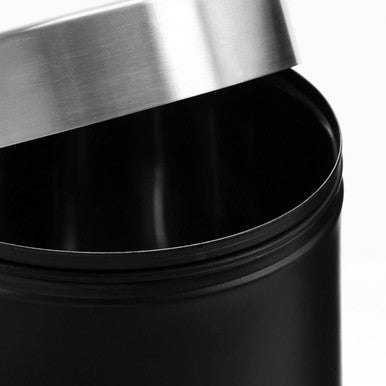 Liberty Black Enamel Biscuit Canister With Silver Lid