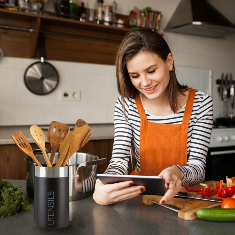 Liberty Black Enamel Finish Utensil Holder