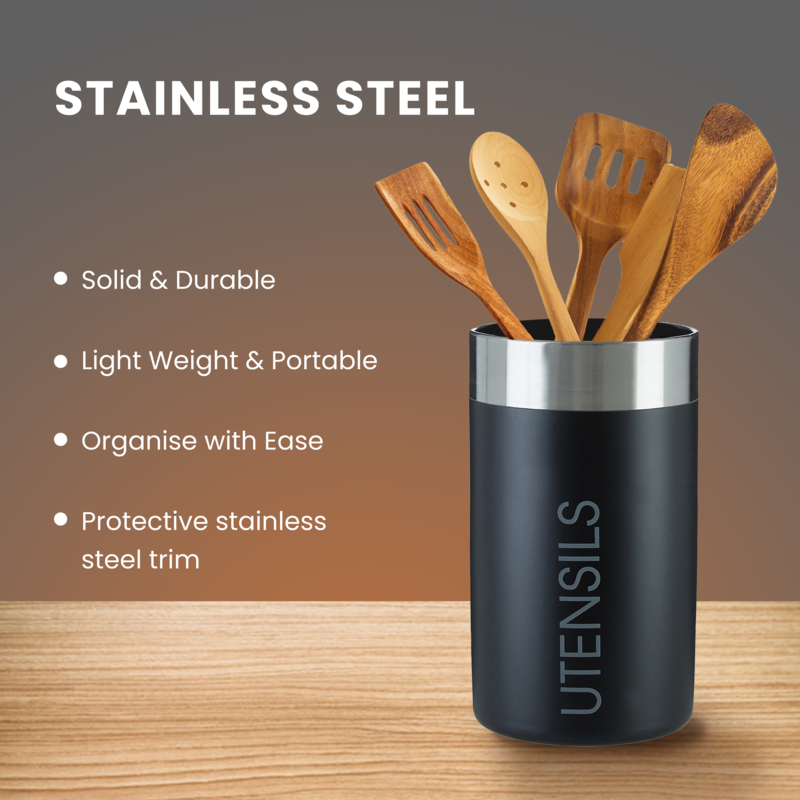 Liberty Black Enamel Finish Utensil Holder