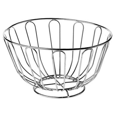 Wire fruit basket on a white background