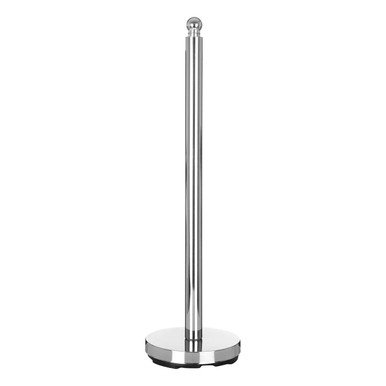Chrome toilet paper holder on a white background