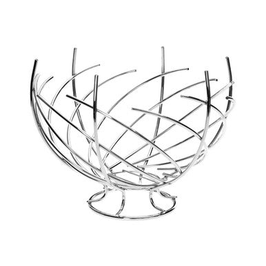Silver wire bowl on a white background