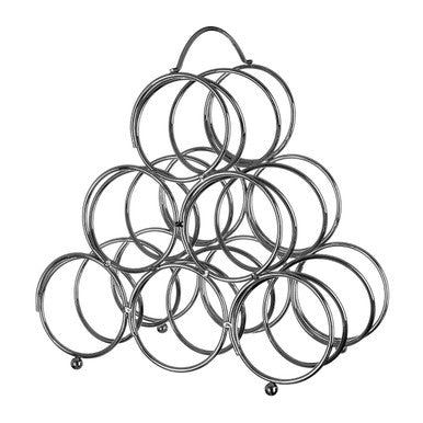 Metal curtain ring organizer with multiple rings on a white background