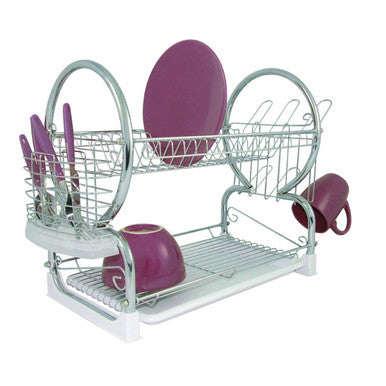 Laurie 2 Tier Dish Drainer With White Plastic Tray