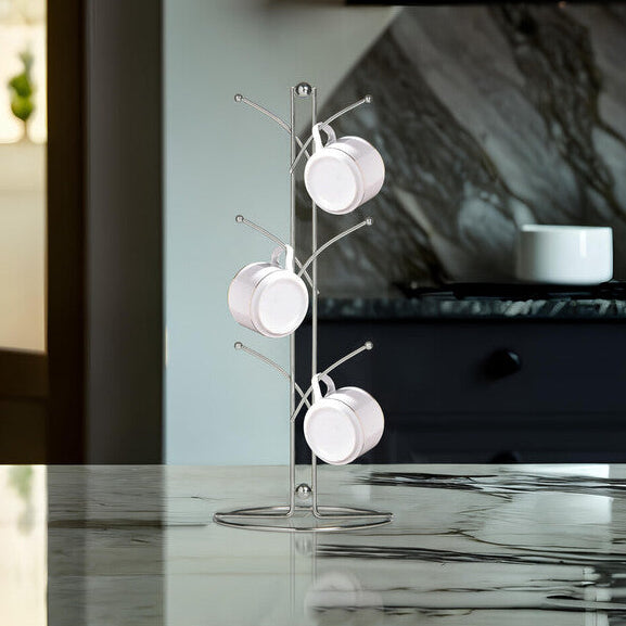 Helix Chrome 6 Cup Mug Tree