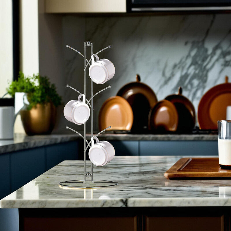 Helix Chrome 6 Cup Mug Tree